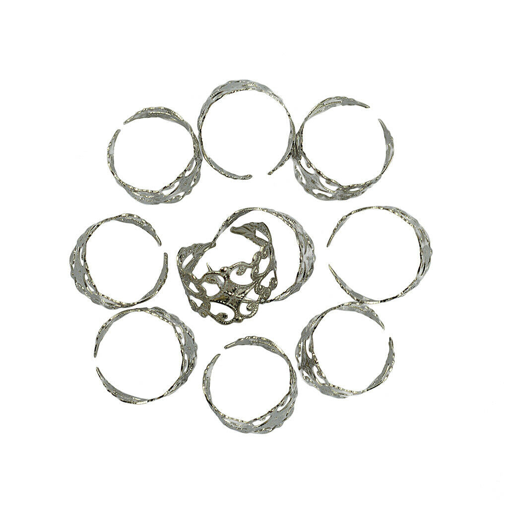 20 Pieces Adjustable Brass Blank Stamped Flower Ring DIY Making