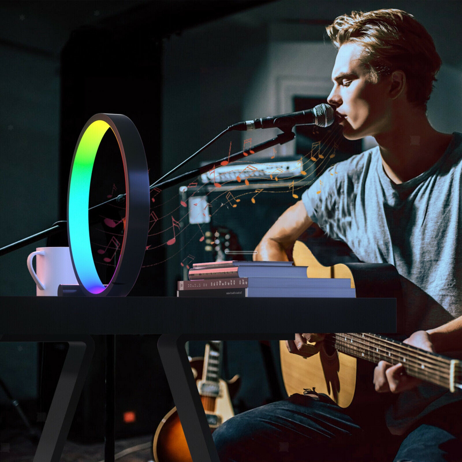 LED Night Light Colorful RGB LED Mood Lighting Circle Desktop Lamp Office