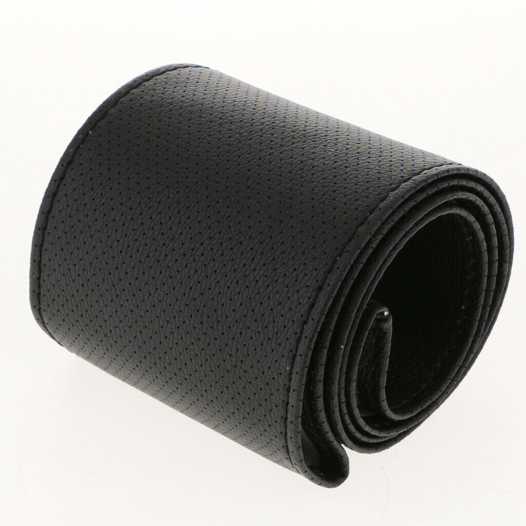 2x Car Truck PU Steering Wheel Cover W/ Needle and Black Thread Black DIY