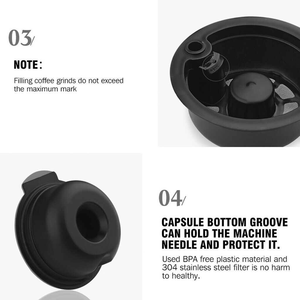 Reusable Coffee Capsule Pod Cup Slicone Lid Fits for Bosch  Machine 180ml