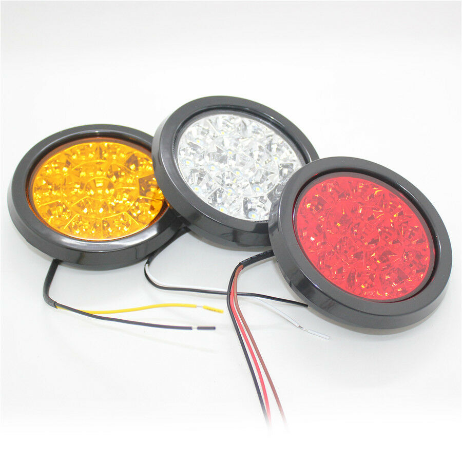 1 Pcs LED Round Clear Lens White Tail Lights Back-up Lamps for Truck Trailer RV