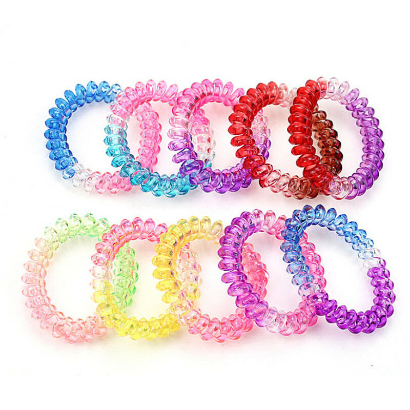 10pcs Gradient color elastic telephone wire cord head ties hair band rop.l8