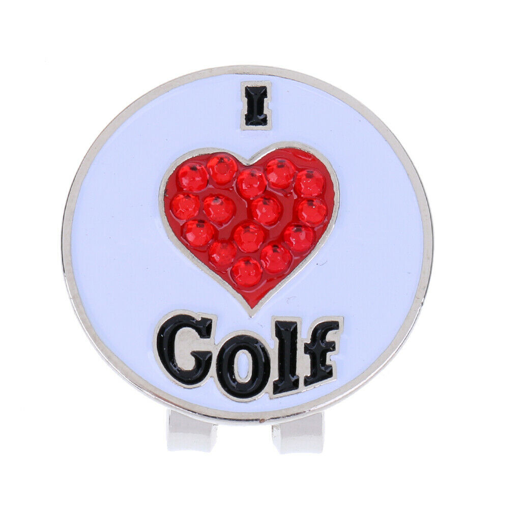Golf Hat Clip With Detachable  Golf Ball Marker Heart Design