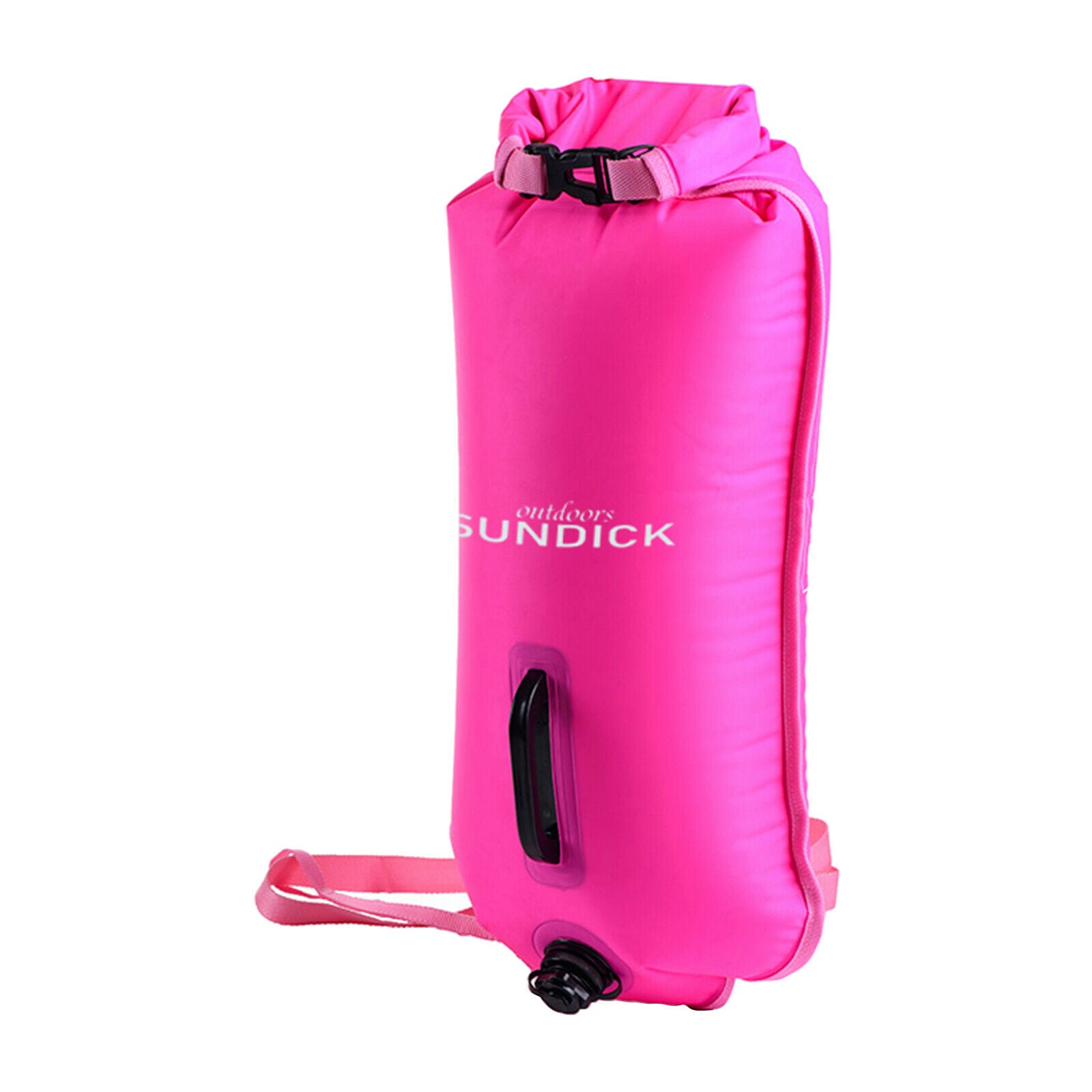 High Visibility Inflatable Dry Bag Safety Swim Buoy Tow Float Fluo Rosy