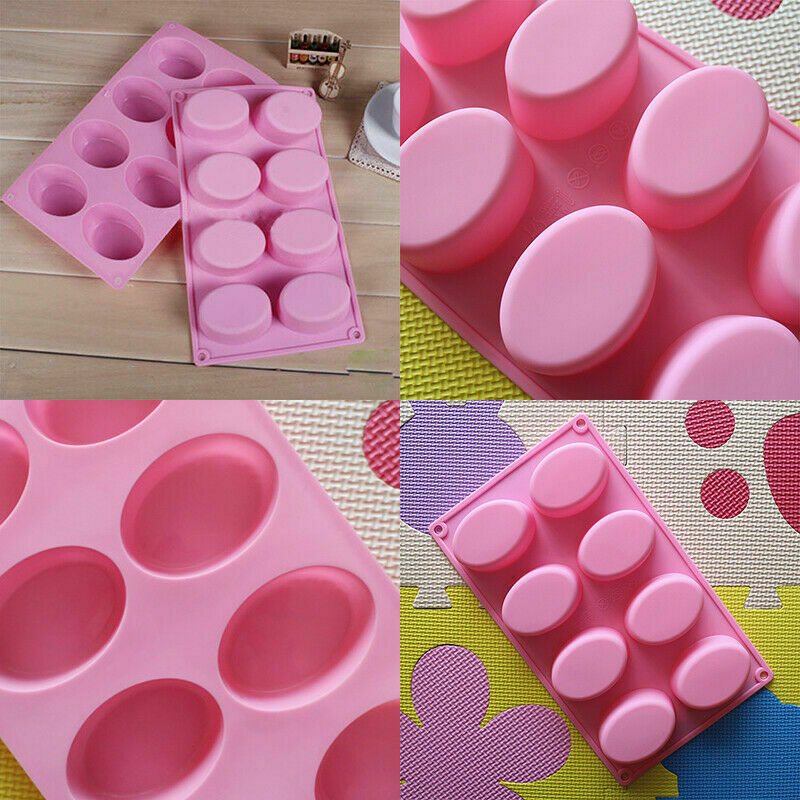 Homemade Silicone Oval Shape Tray Chocolate Mould Making Soap Mold 1DIY 8-Cavity