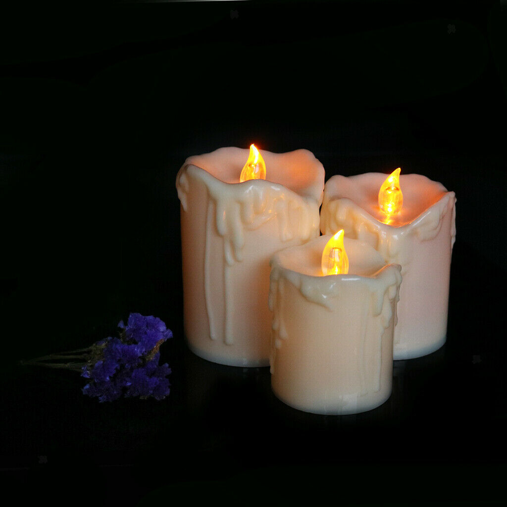 Set of 3PCS Battery Powered LED Candles Decorative Tea Light Romantic Decor