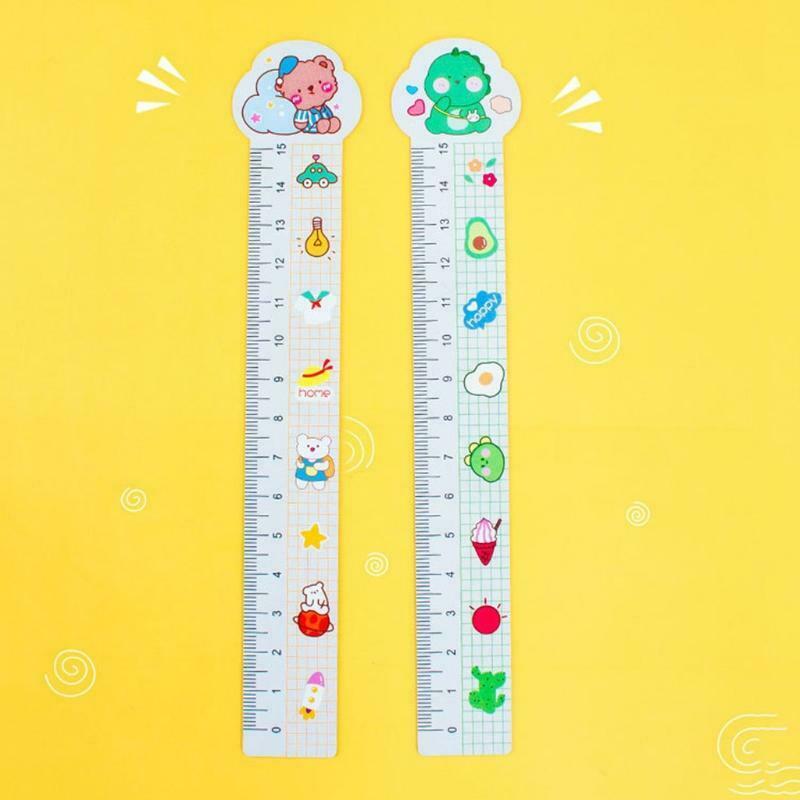2 Pcs/Pack Cute Magnetic Ruler Very Flexible Cartoon Magnetic Bookmark for Kidsk