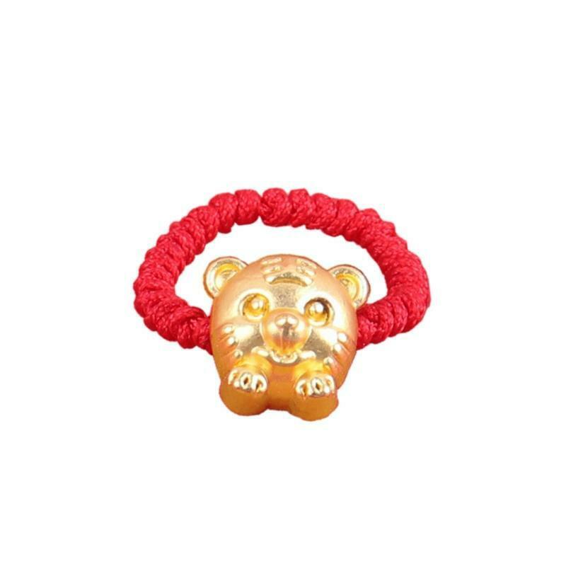 Tiger Pendant Hand Knotted Adjustable Charm Lucky Bracelet Ring for Men Women