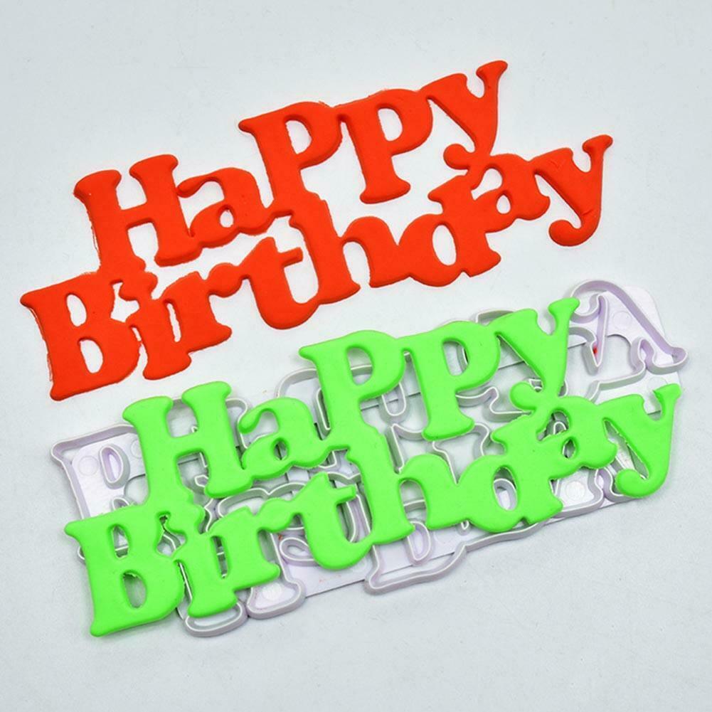 Happy Birthday Cake Mold DIY Sugarcraft Fondant Cutter Mould Baking Tool @
