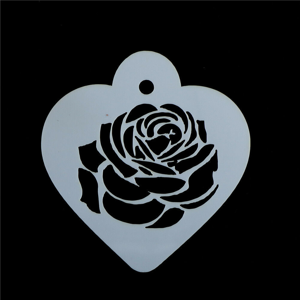 Excellent Rose Flower Leaf Cake Stencil Wedding Coffee CupcakeCookieDecora.l8