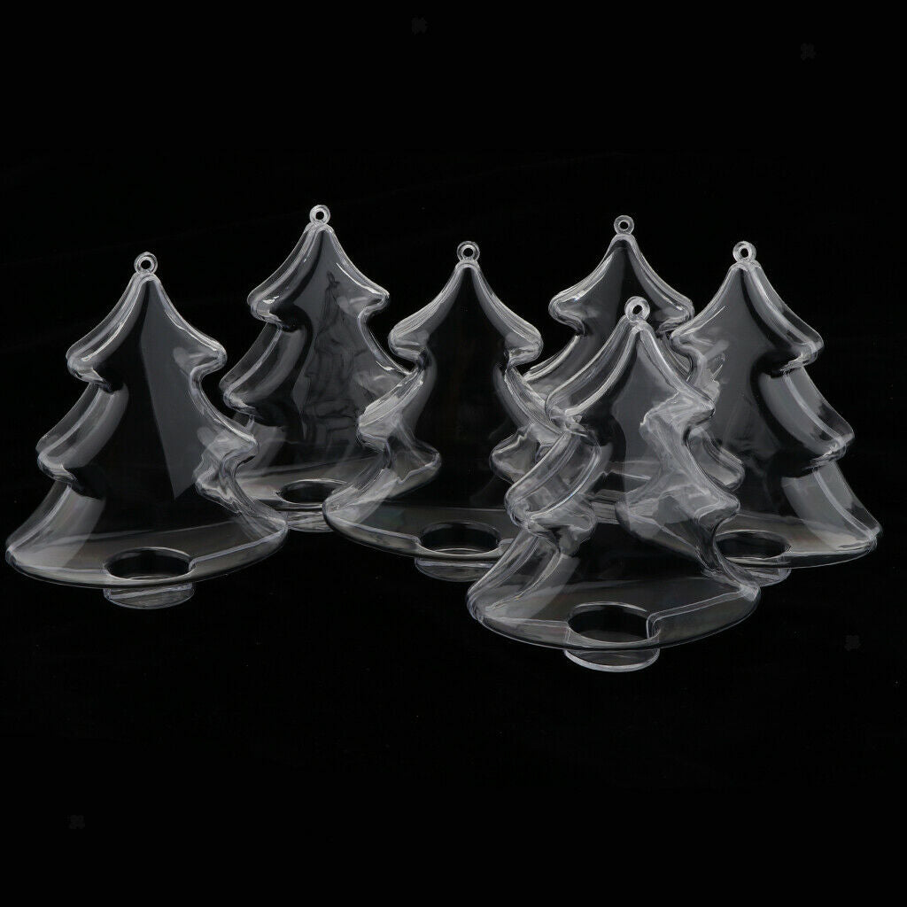 6pcs Mini Fir Christmas Bauble Hanging Clear Plastic Perfect Decoration