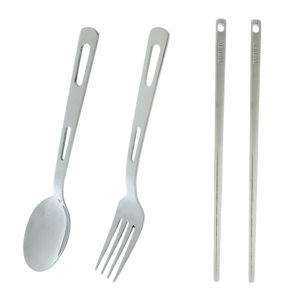 3pcs Travel Stainless Steel Spoon Fork Chopsticks Tableware Set + Carry Bag