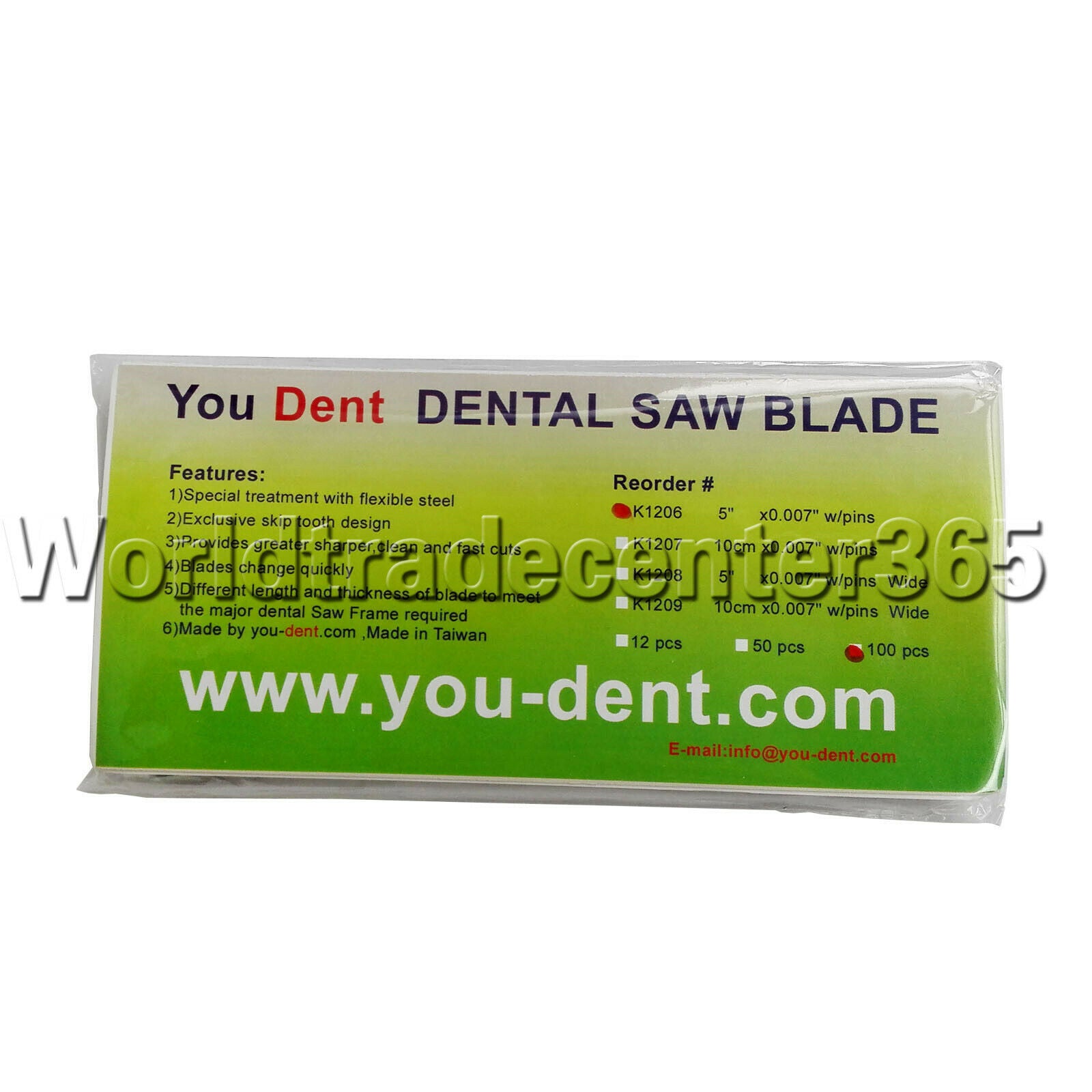100Pcs Dental you dent saw blade K1206 5" Ã— 0.007 " w/pins 127mm