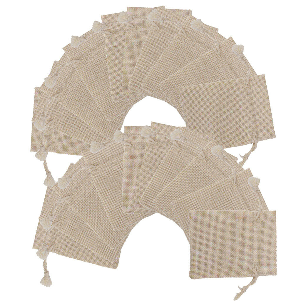 20pcs Small Natural Linen Pouch Drawstring Burlap Jute Sack Jewelry Gift Bag