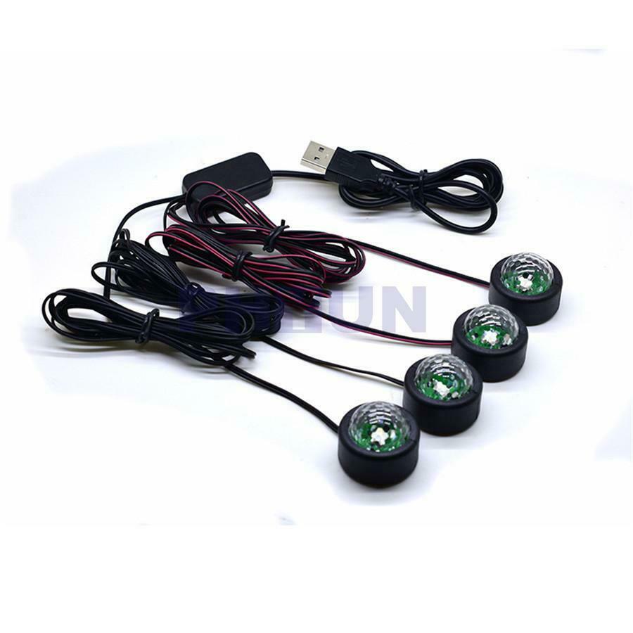 4in1 Voice Control Car Decorative Ambient LED Lamp Interior Floor Foot Light USB