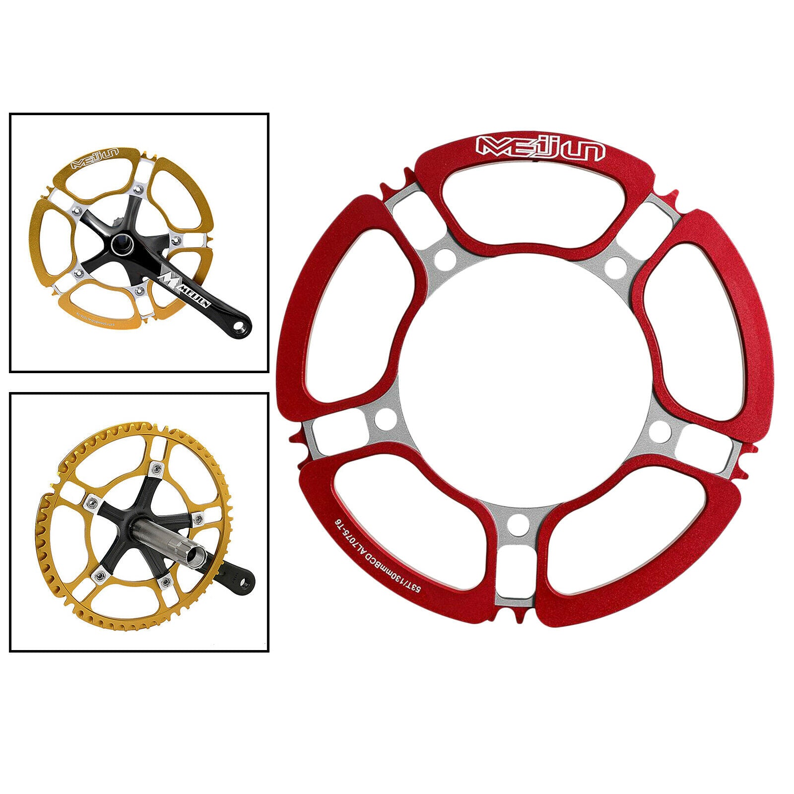 Road Cycling Chainring Round Narrow Wide Single Chain Ring BCD 130mm 53T Red