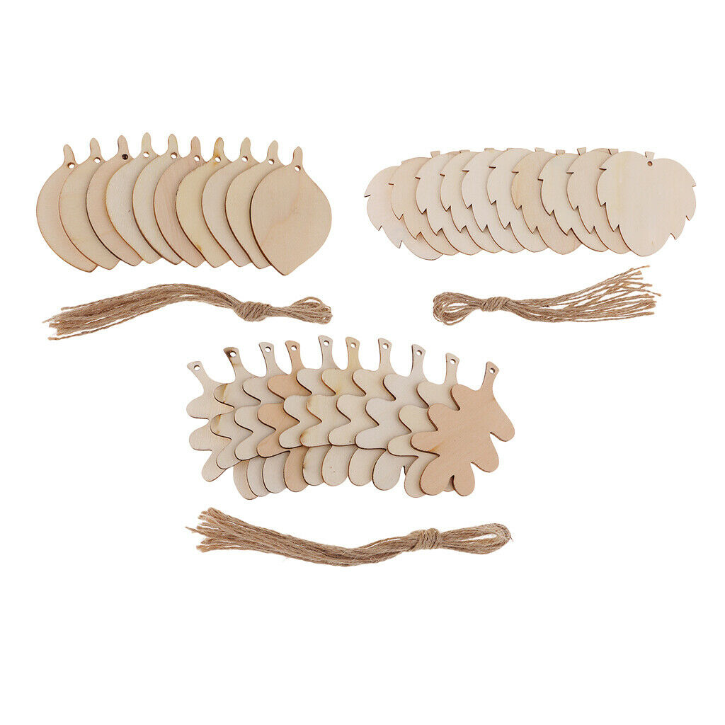 5X 10 Pieces Unfinished Wood Leaf Shapes Craft Wooden Tags Bodhi leaf 80x48x2mm