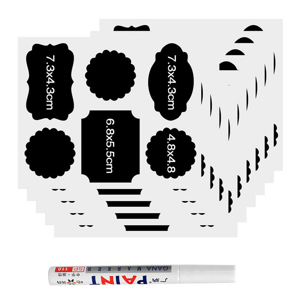 60x Blackboard Chalk Board Stickers Kitchen Jar Tags Removable Pantry Labels