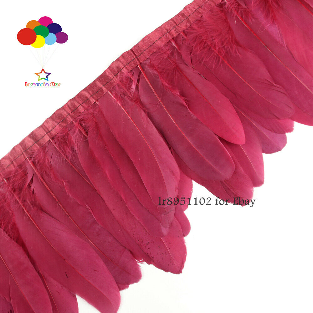 2 meters/lot  Burgundy stained goose feathers Ribbon 15~18 cm duck dance DIY