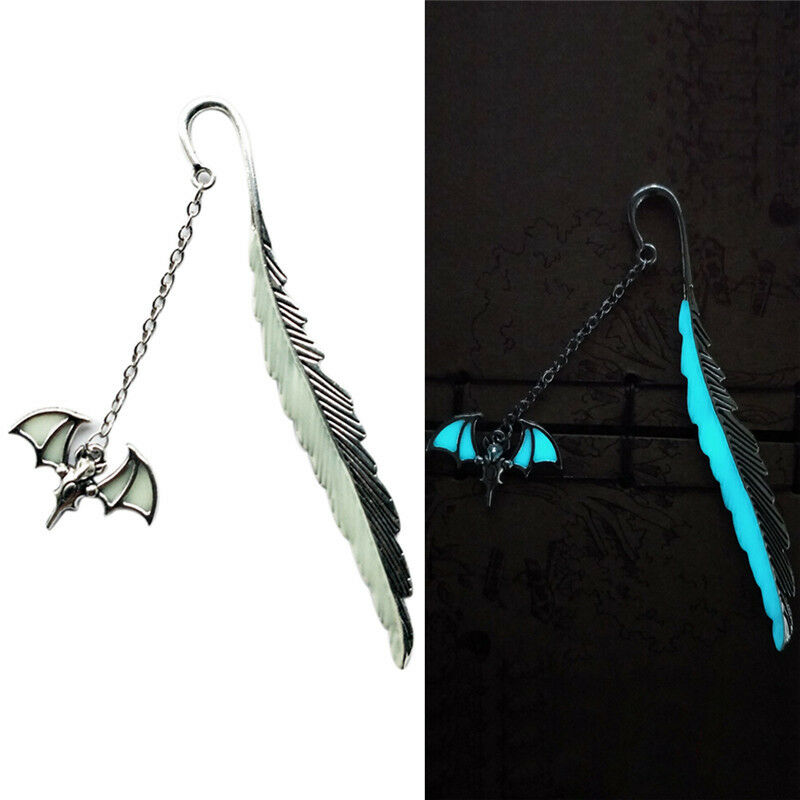 Luminous Night Bat Bookmark Label Read Maker Feather BookMark StationeryC.l8