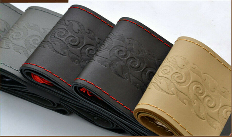 Handmade black & red Steering Wheel Covers anti-wear Leather for Car SUV