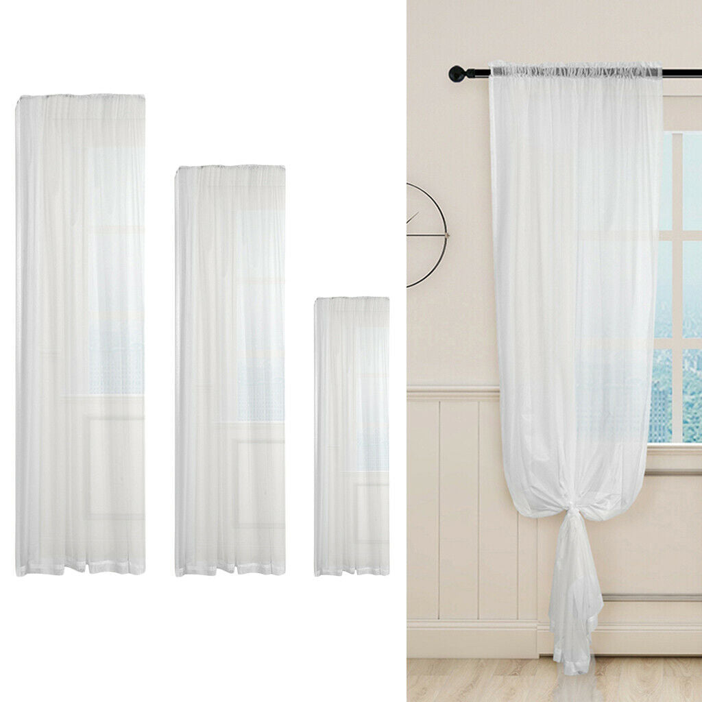 3-pack White Light Filtering Net Sheers Rod Pocket Window Curtain Panel
