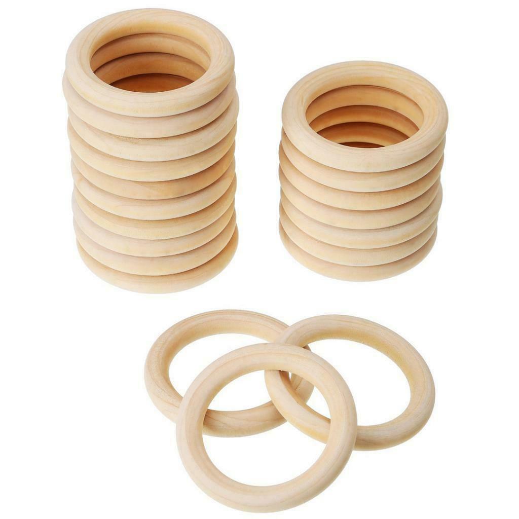 20x 70mm + 20x 45mm Natural Wood Wooden Rings for Baby Teethers Teething