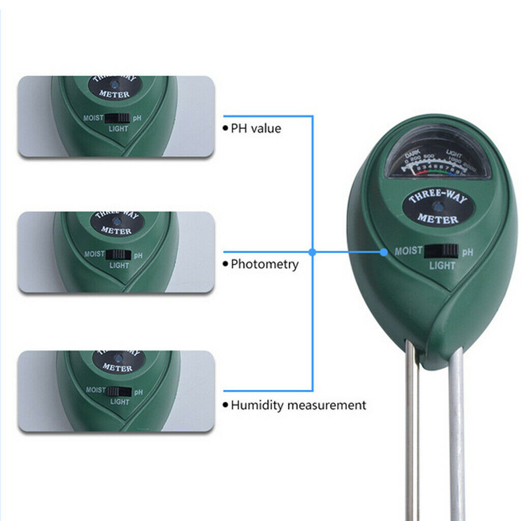 2pcs 3 in 1 pH Garden Soil Tester LCD Temperature Moisture Sunlight Meter