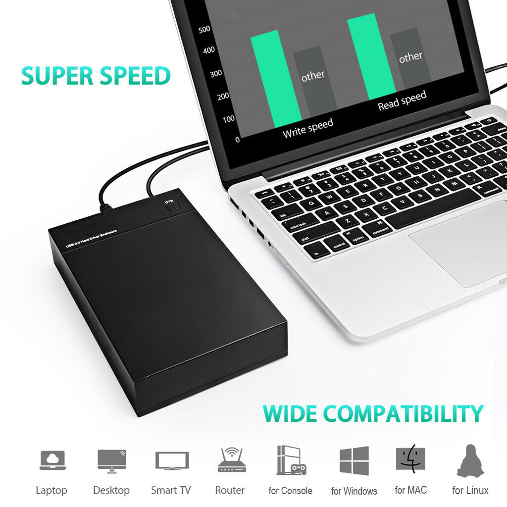 External Hard Drive Enclosure for 3.5 2.5 Inch SATA SSD HDD, USB 3.0 to SATA