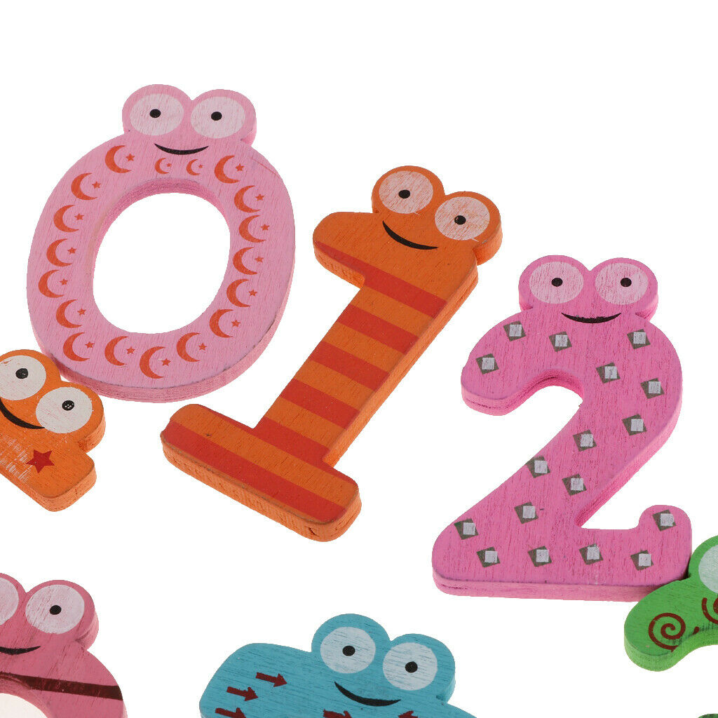 Math 0 - 9 Wooden Magnetic Number Blocks Cartoon Fridge Magnet Learning Toys