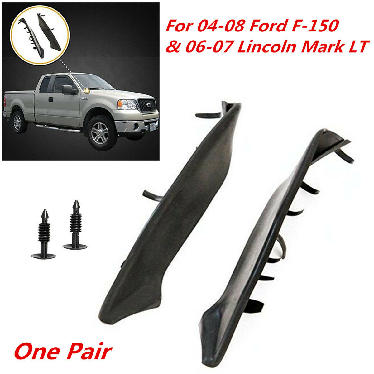 Windshield Weather Strip Wiper Cowl End Rubber Seal Kit For 2004-2008 Ford F-150