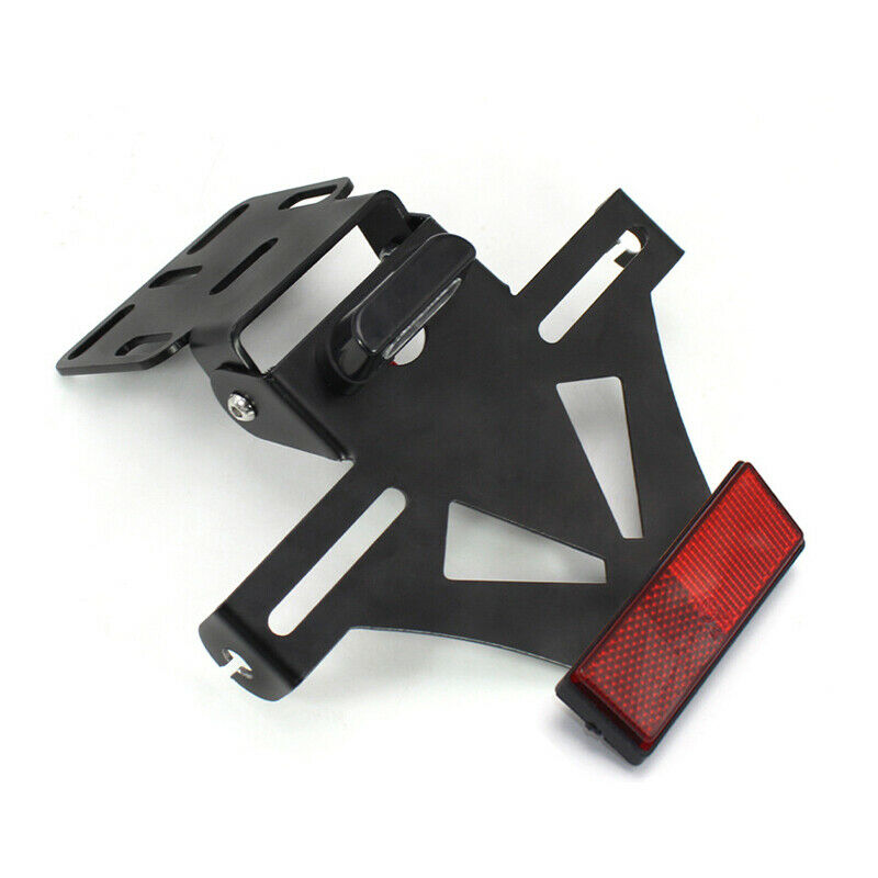 Motorcycle E-Bikes Red Reflective Brake Light Bracket License Plate Holder Kit