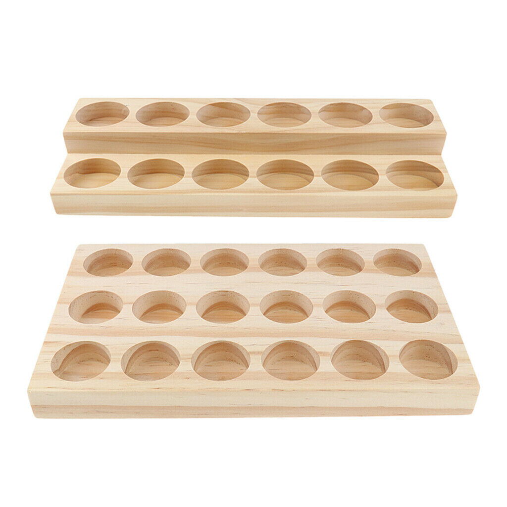 2pcs Rectangle Handmade Wood 15ml Desktop Essential Oil Holder Storage Rack