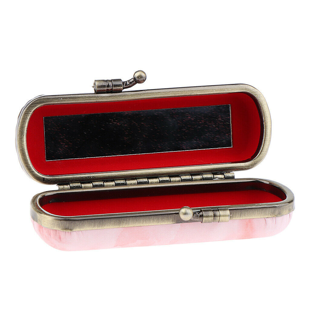 Makeup Holder Lipstick Case Storage Box with Mirror for Purse Orange Pink
