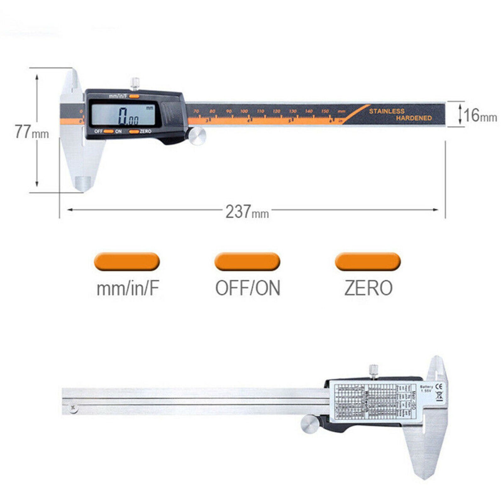 0-150mm Stainless Steel Electronic Digital LCD Vernier Caliper Gauge Micrometer