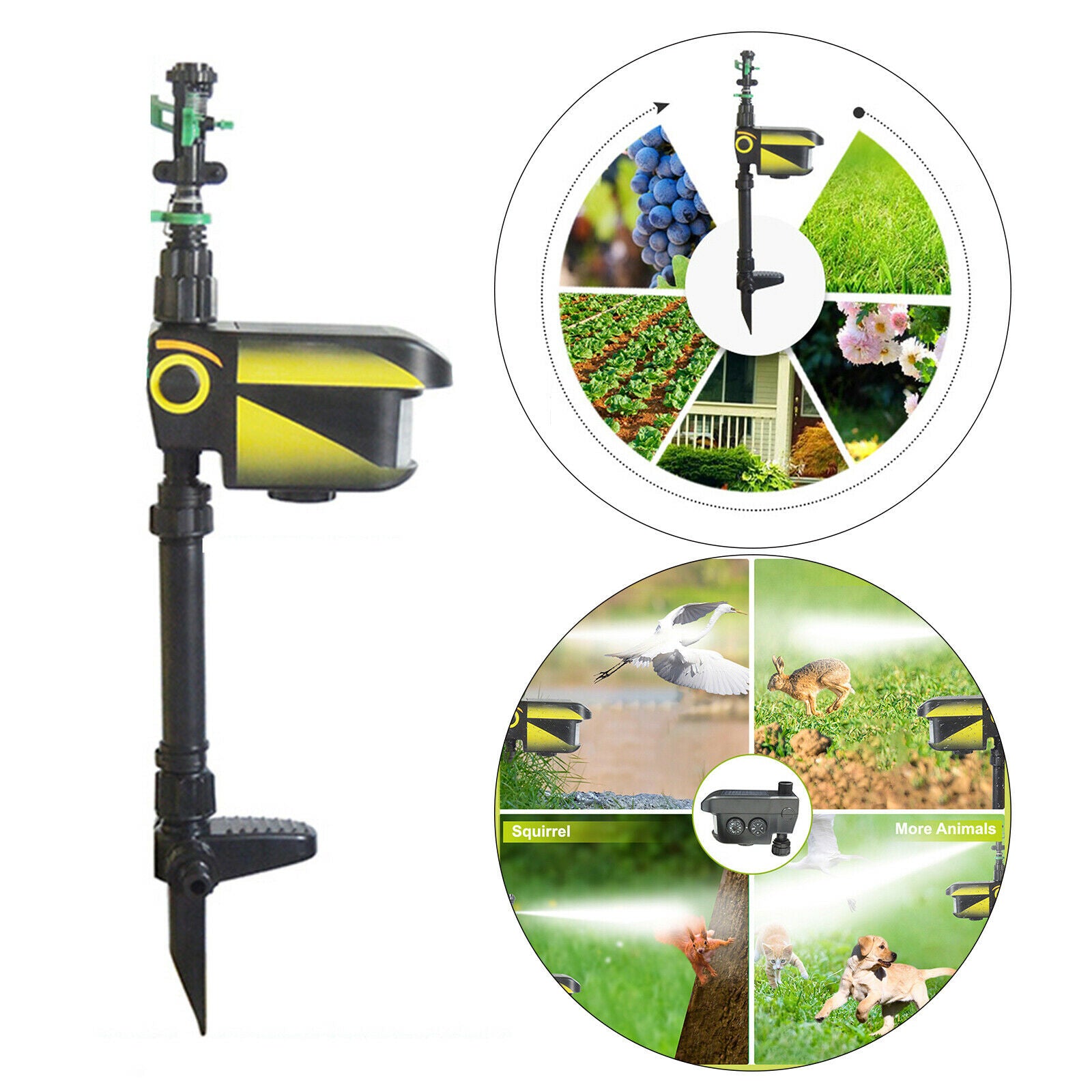 Solar Motion Activated Sprinkler Yard Animal Repellent Deer Birds Deterrent