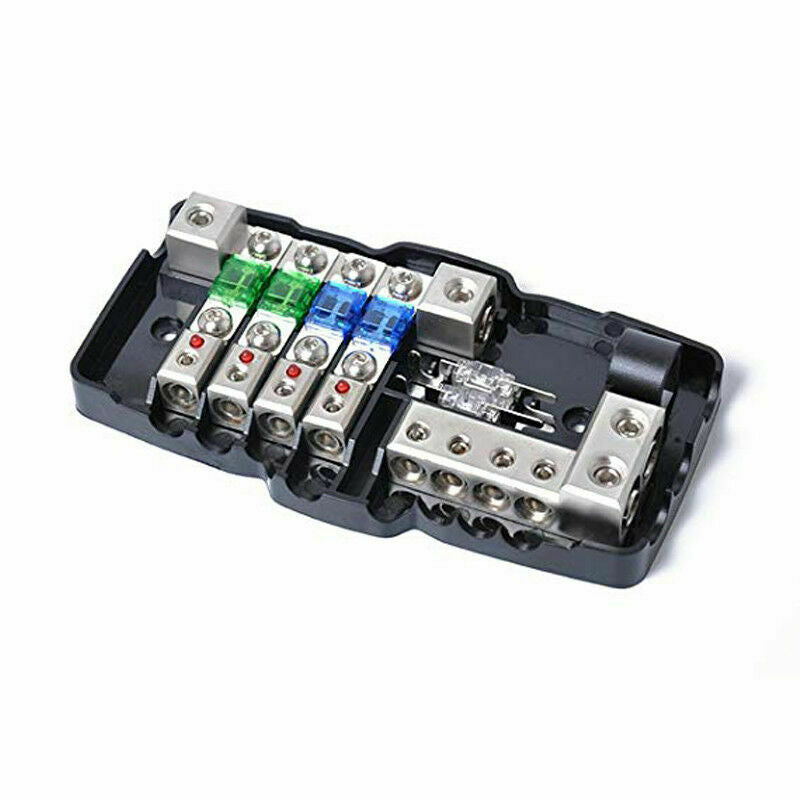 Car Audio Stereo ANL Fuse Holder Distribution 0/4GA 4 Way Fuses Box Block 50A
