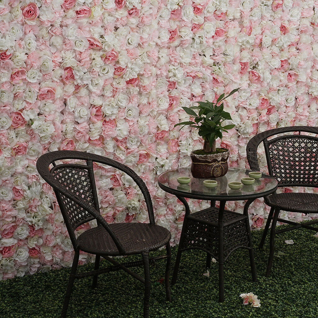 Artificial Rose Flower Wall Panel Decoration Photography Prop White&Pink