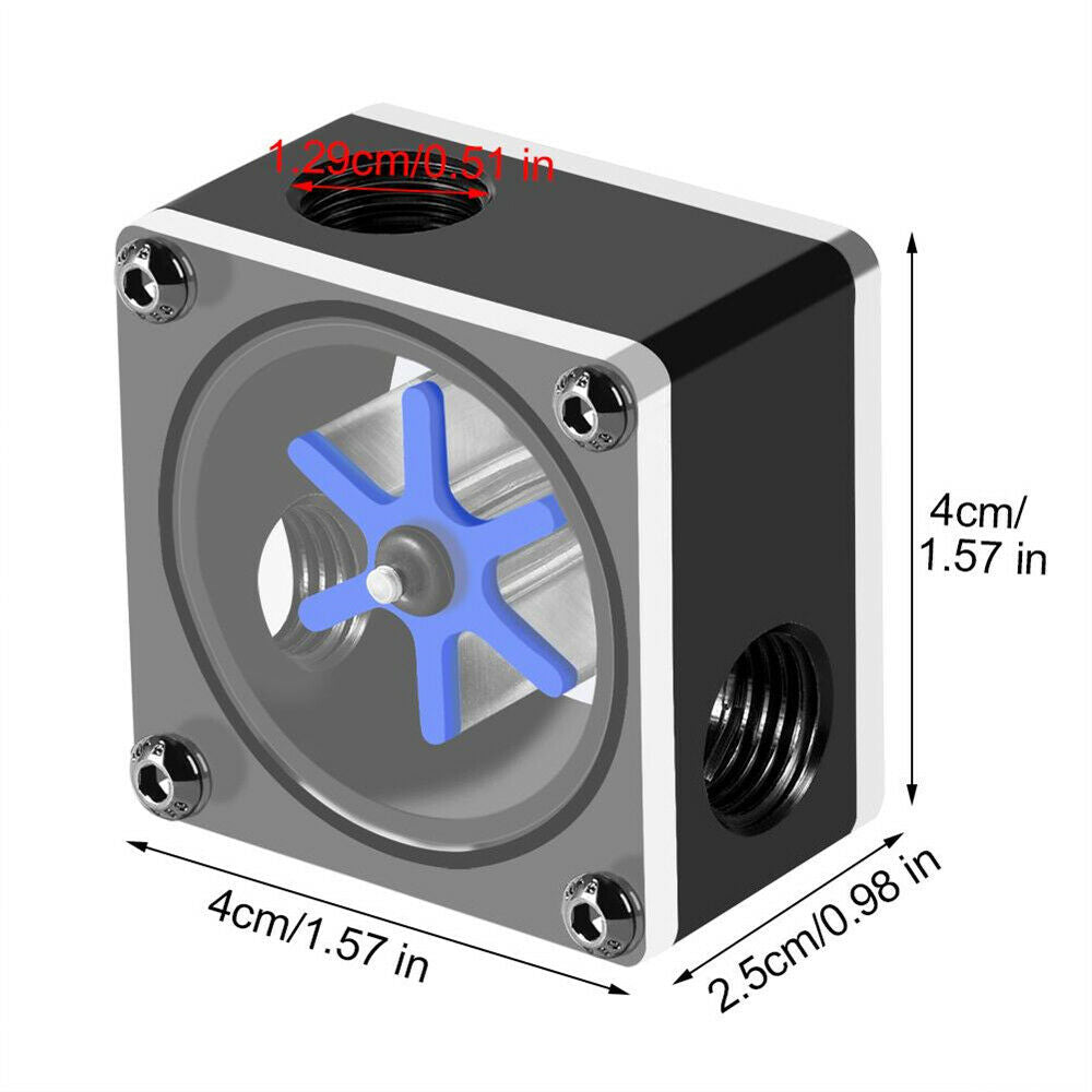 Water Cooling Flow Meter Indicator 3 Ways G1/4 Thread f/ PC Water Cooling System