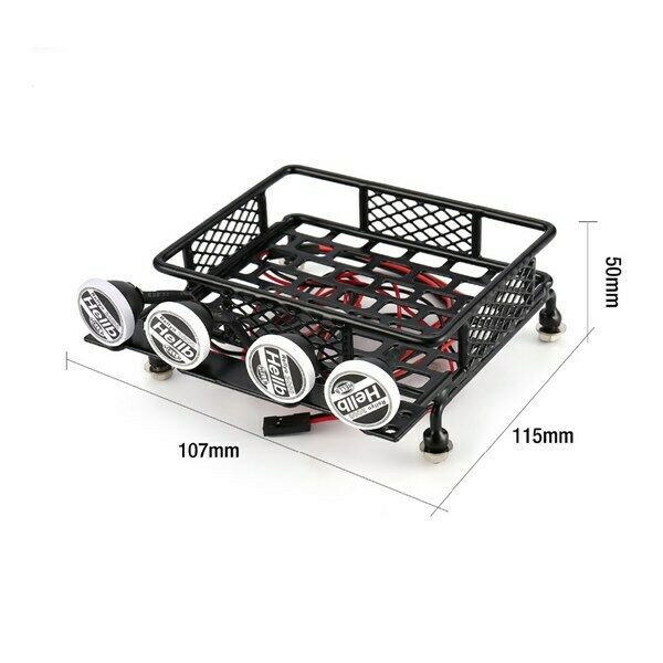 RC CAR Roof Rack Luggage Cer General Type with 4 Round LED Light Bars Truck ClC4