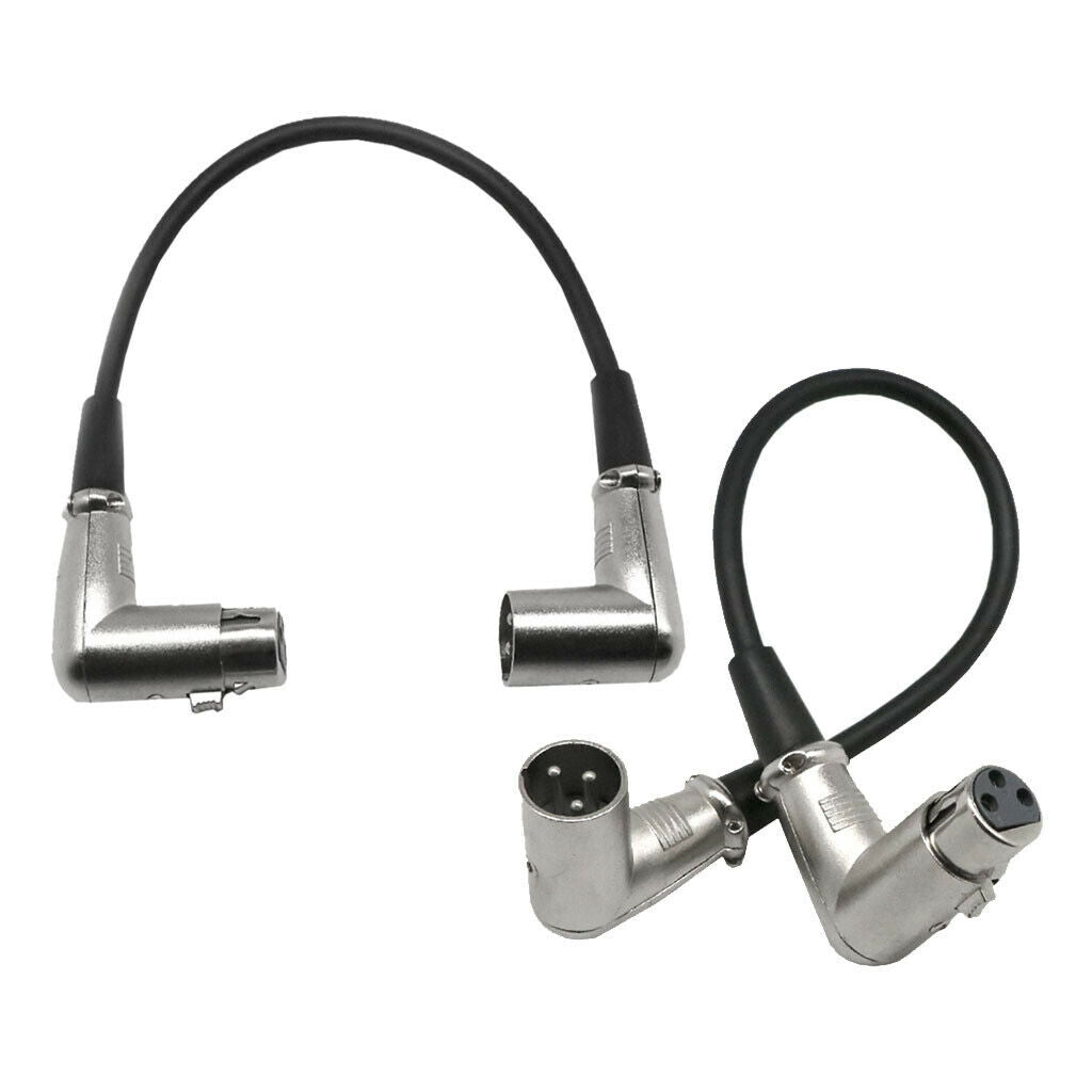 2pc 3Pin XLR 90 Degree Female to Male Cable Cord for Micophone Loudspeaker