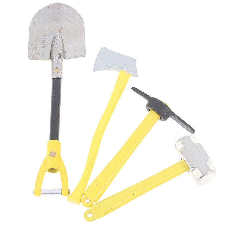 4Pcs/set Metal Shovel Hammer Pickaxe Axe for 1/10 RC Crawler SCX10 TRX4 D90BDAU