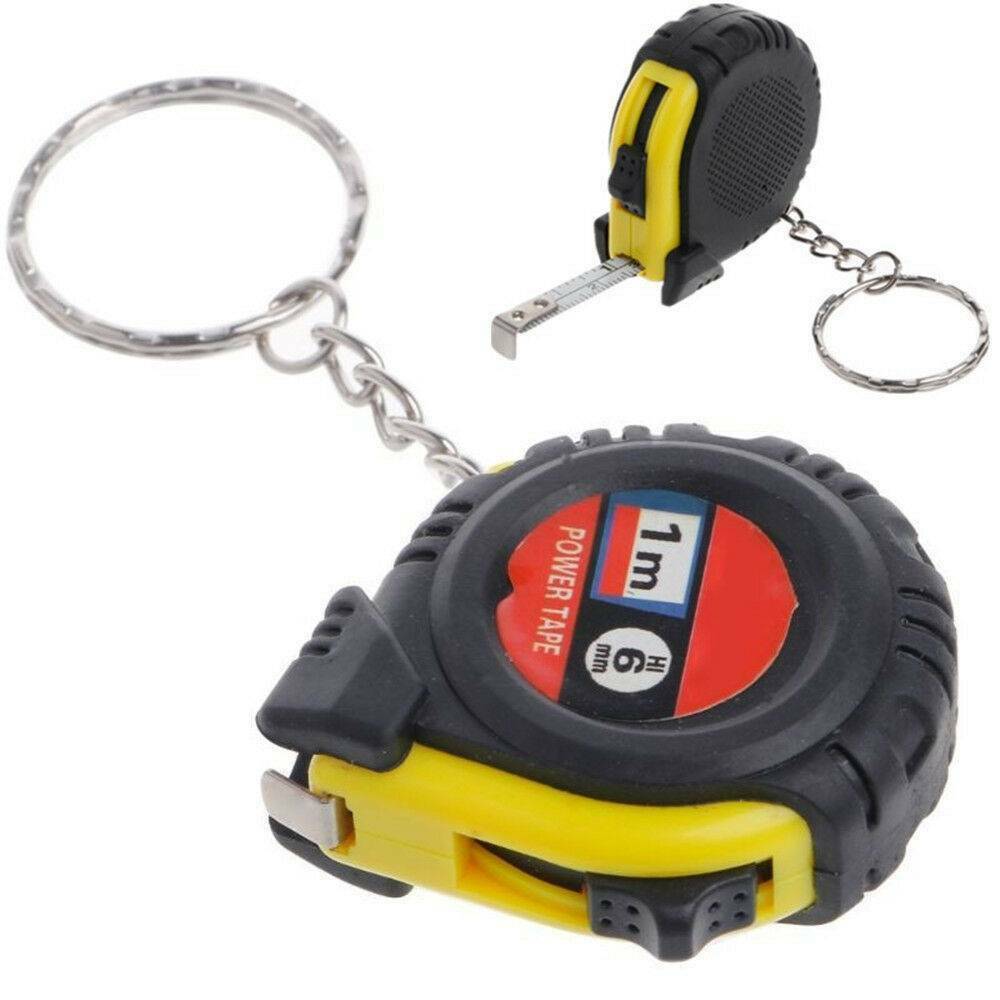 Mini 1m Retractable Tape Measure Keyring Key Chain Measuring Tool Lock Rubber