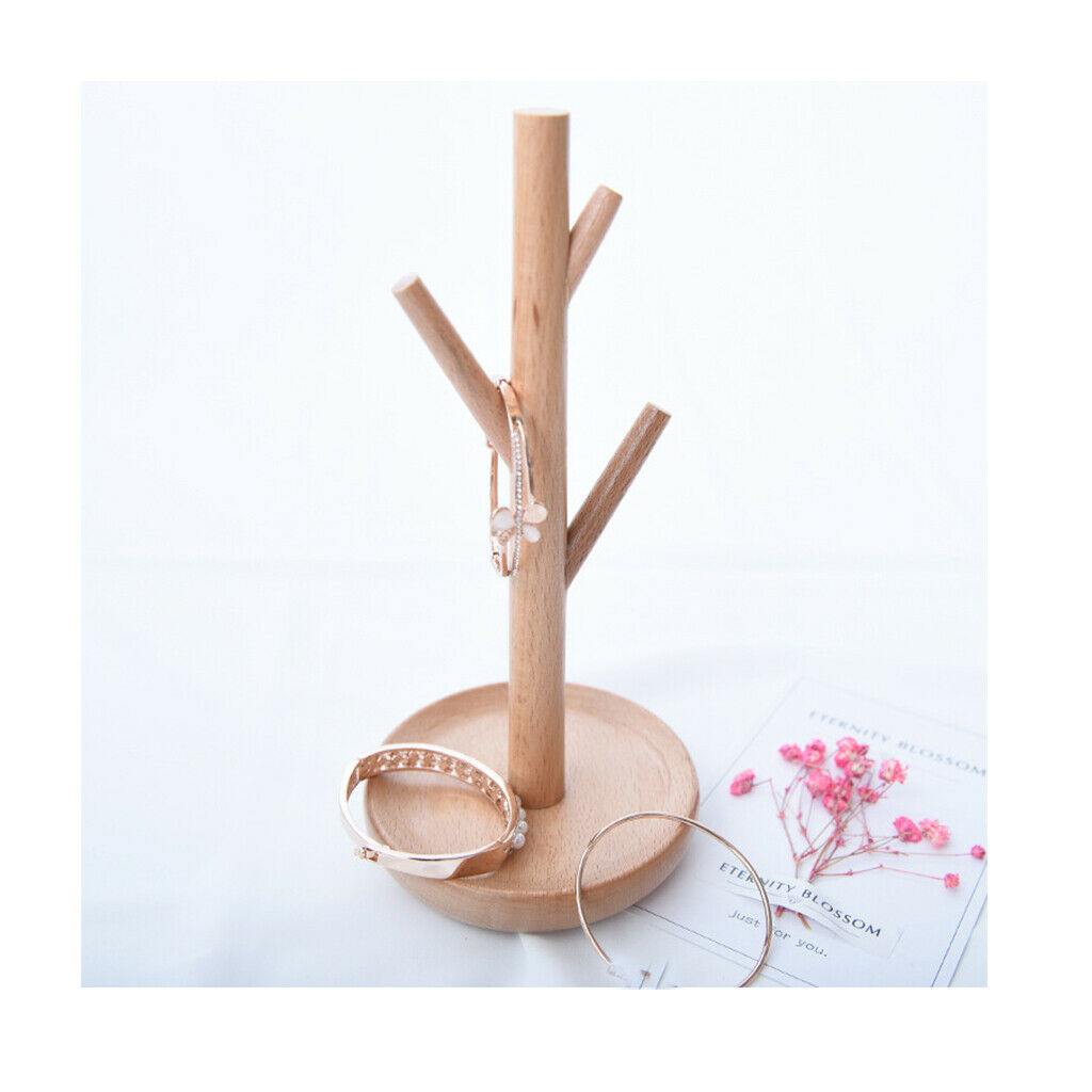 Natural Wooden Wood Tree Jewelry Stand Display Rack Earrings Necklace Ring