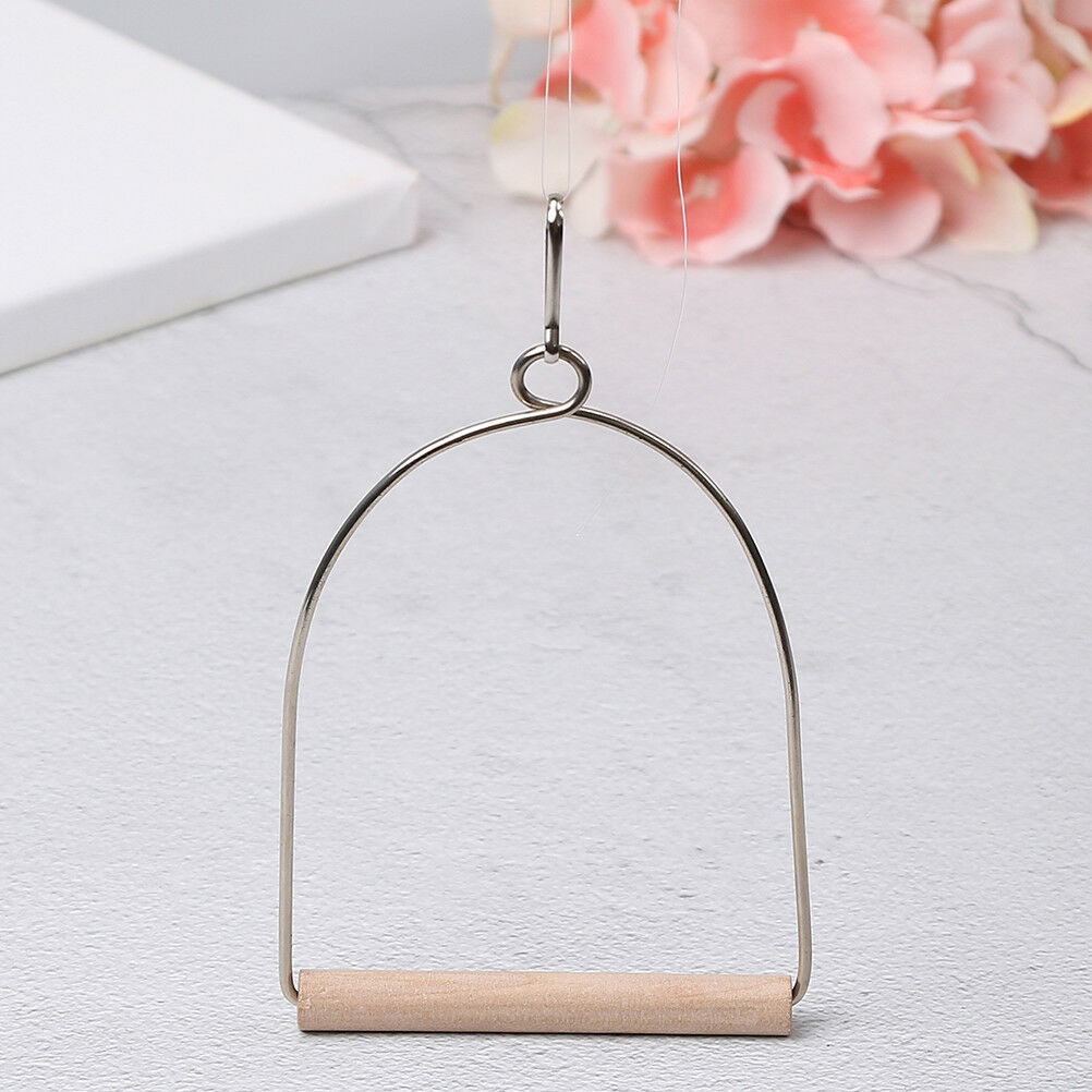 wooden natural birds perch parrots hanging swing cage toys stand holder pe.l8