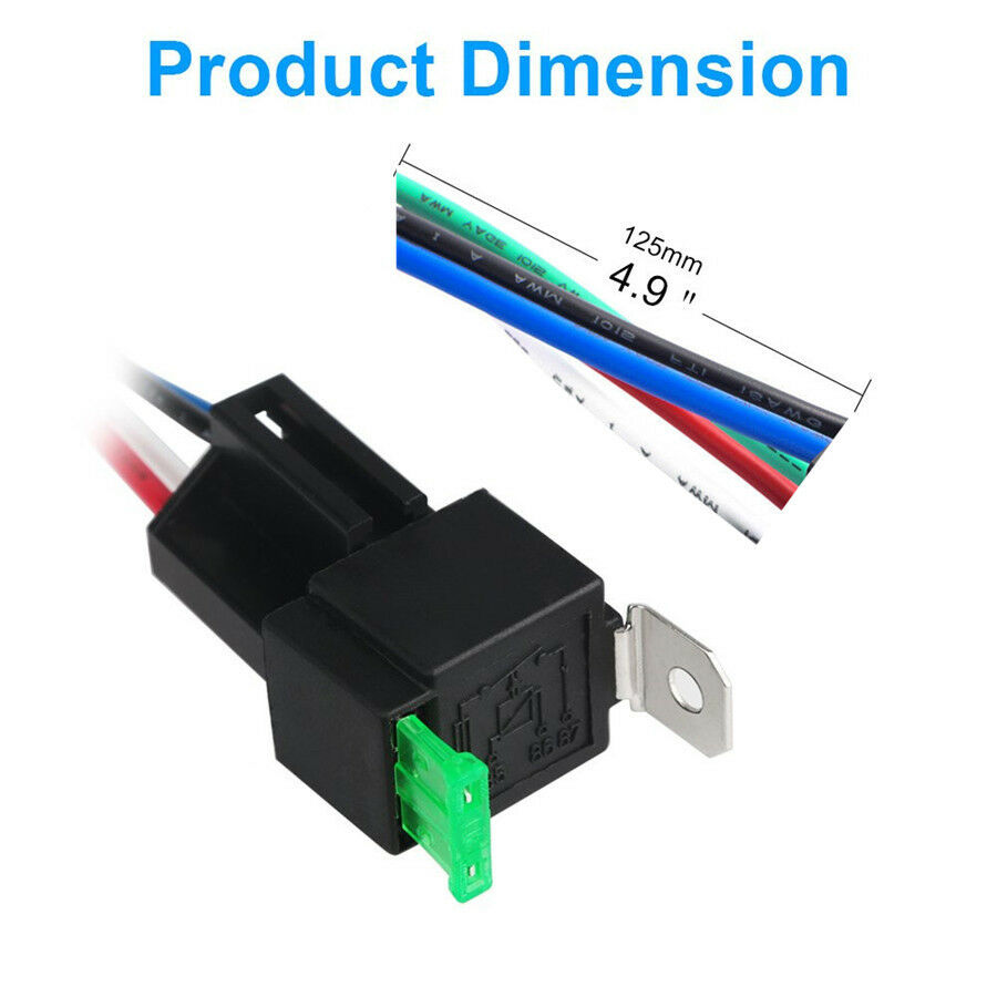 6 PACK 12V 5-Pin 30A Fuse Relay Switch Harnes Kit SPDT 14AWG Wire NEW