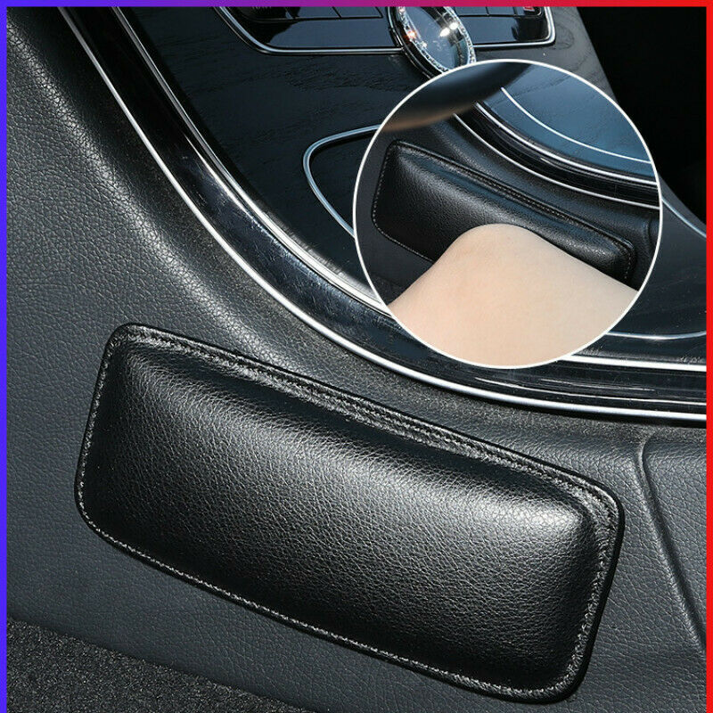 Universal Car Armrest Cushion Mat Elbow Leg Bolster Protective Pad Leather Black