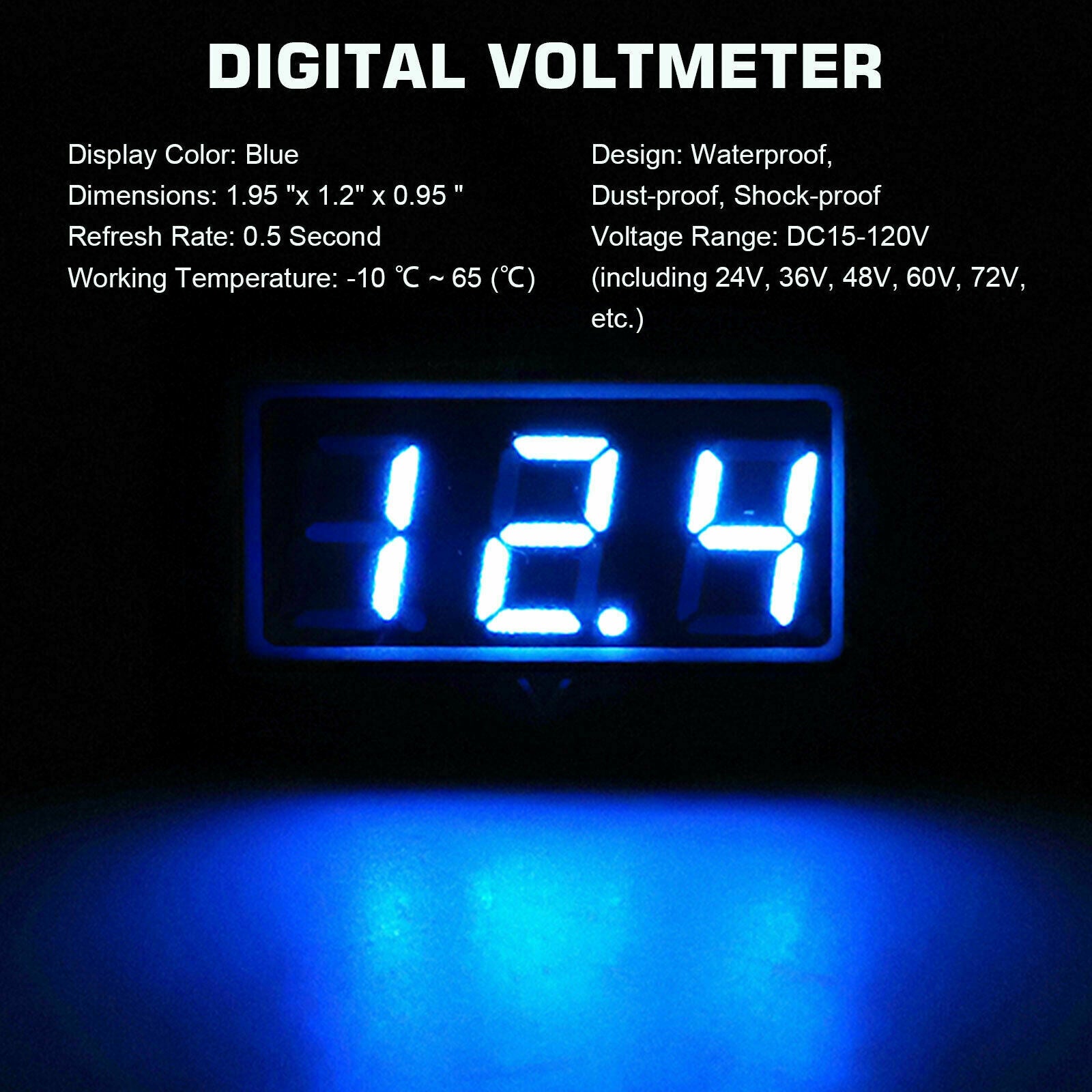Blue 48V Golf Cart LED Digital Volt Meter Battery Gauge Fit Club Car EZGO Yamaha