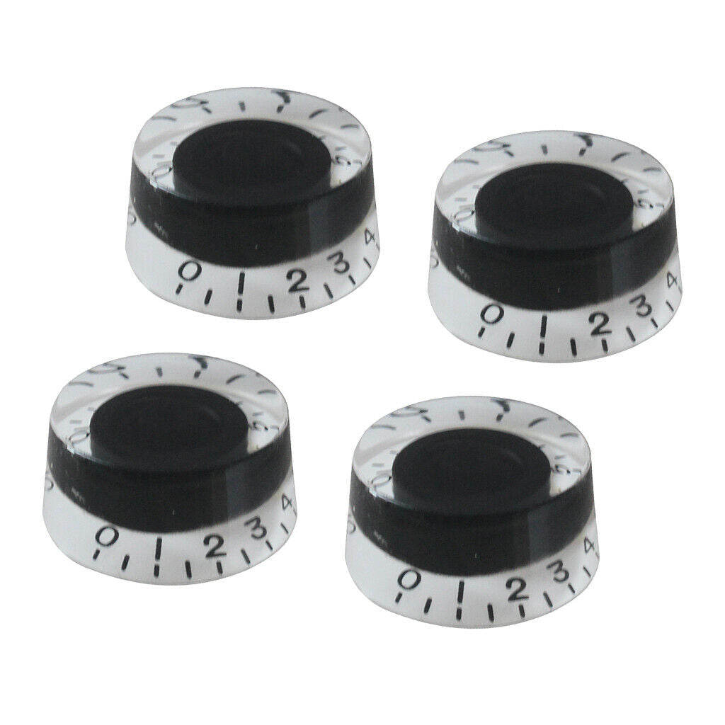 4-Piece Black Plastic Top Hat Guitar Speed Bell Knob Volume   Control Knob