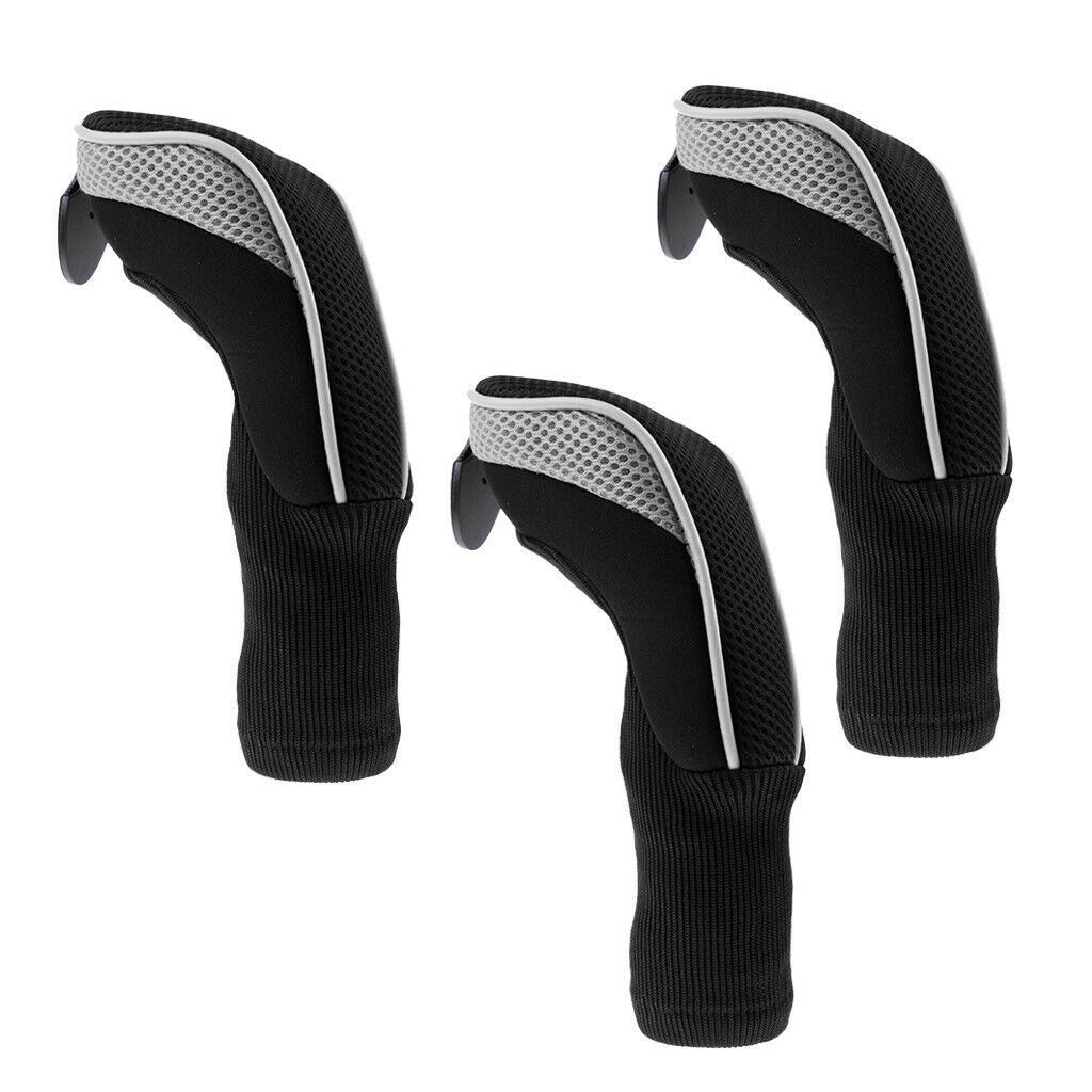 3Pcs Golf Hybrid Club Head Covers Protector with Interchangeable Number Tags